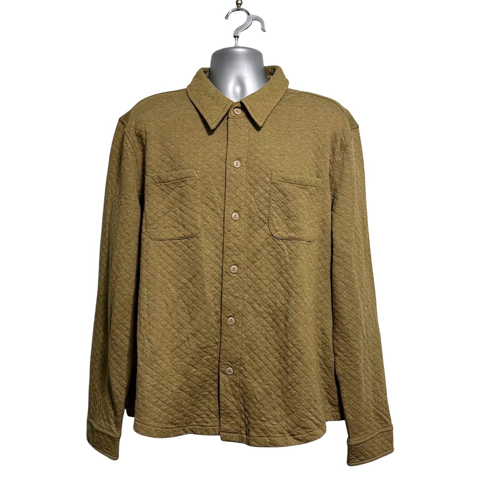 Goodfellow & Co Mens XXL Quilted Shirt Jacket Olive Green Button Up Shacket NEW